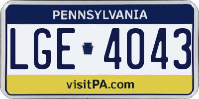 PA license plate LGE4043