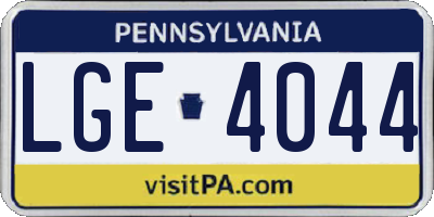 PA license plate LGE4044