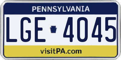 PA license plate LGE4045
