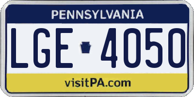 PA license plate LGE4050