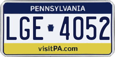PA license plate LGE4052
