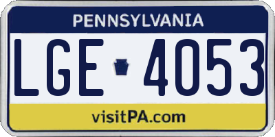 PA license plate LGE4053