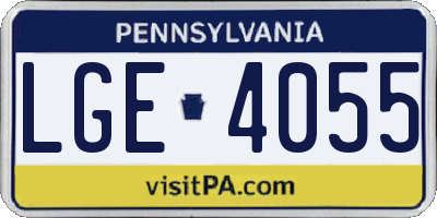 PA license plate LGE4055