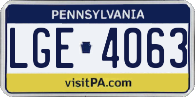 PA license plate LGE4063