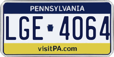 PA license plate LGE4064