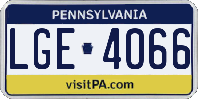 PA license plate LGE4066