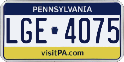 PA license plate LGE4075