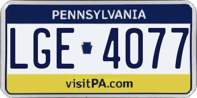 PA license plate LGE4077