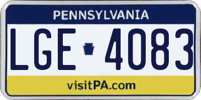 PA license plate LGE4083