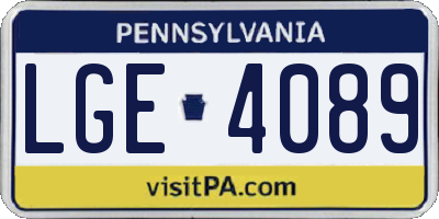 PA license plate LGE4089