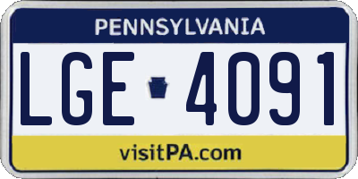 PA license plate LGE4091