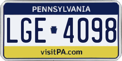PA license plate LGE4098
