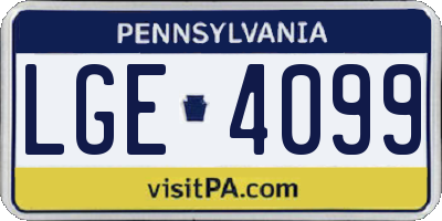 PA license plate LGE4099