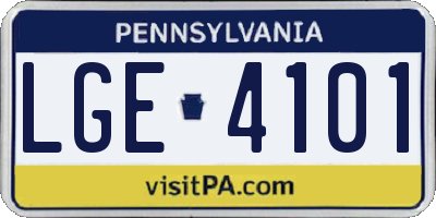 PA license plate LGE4101
