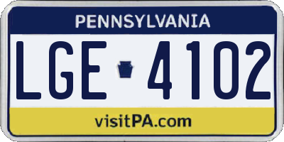 PA license plate LGE4102