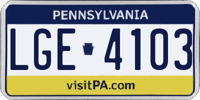 PA license plate LGE4103