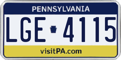PA license plate LGE4115