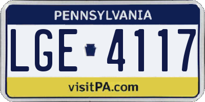PA license plate LGE4117