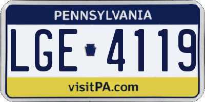 PA license plate LGE4119