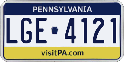 PA license plate LGE4121