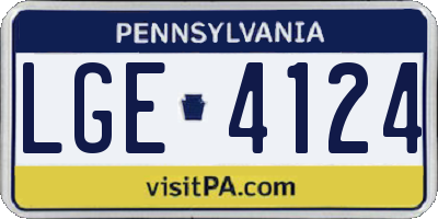 PA license plate LGE4124