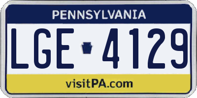 PA license plate LGE4129