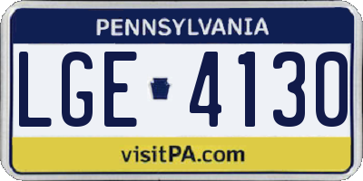 PA license plate LGE4130