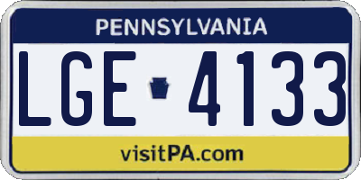 PA license plate LGE4133