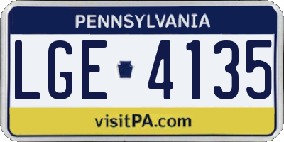 PA license plate LGE4135