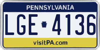 PA license plate LGE4136