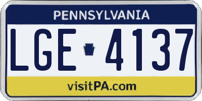 PA license plate LGE4137