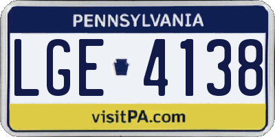 PA license plate LGE4138