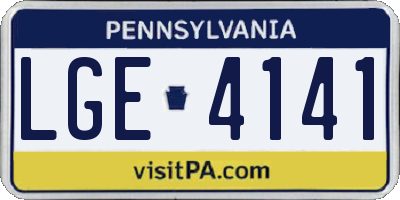 PA license plate LGE4141