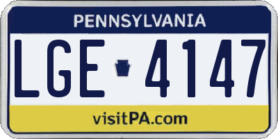 PA license plate LGE4147