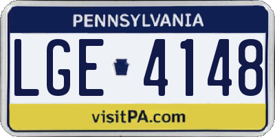 PA license plate LGE4148
