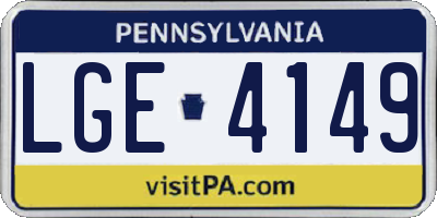 PA license plate LGE4149
