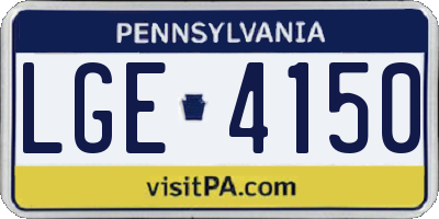 PA license plate LGE4150