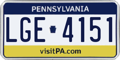 PA license plate LGE4151