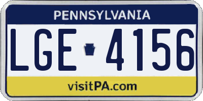 PA license plate LGE4156