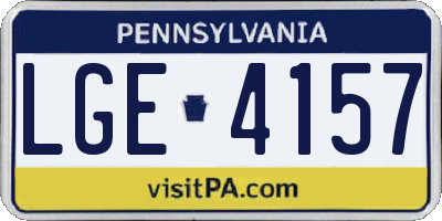 PA license plate LGE4157