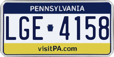 PA license plate LGE4158