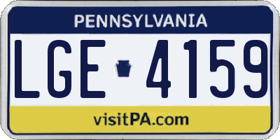 PA license plate LGE4159