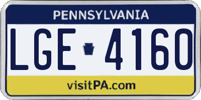 PA license plate LGE4160