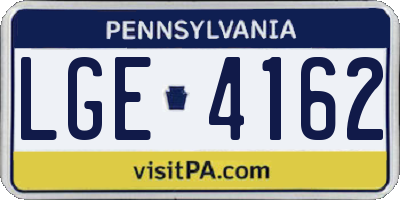 PA license plate LGE4162