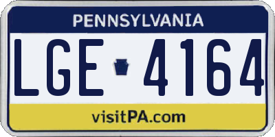 PA license plate LGE4164