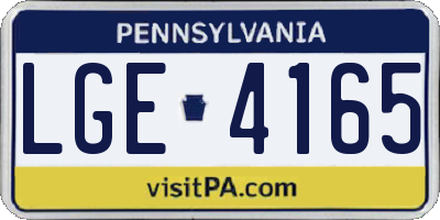 PA license plate LGE4165