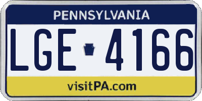 PA license plate LGE4166