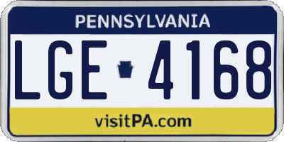 PA license plate LGE4168
