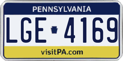 PA license plate LGE4169