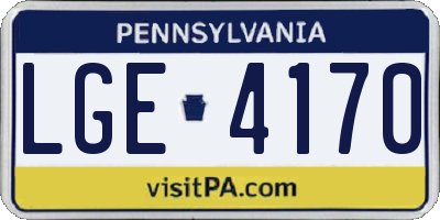 PA license plate LGE4170